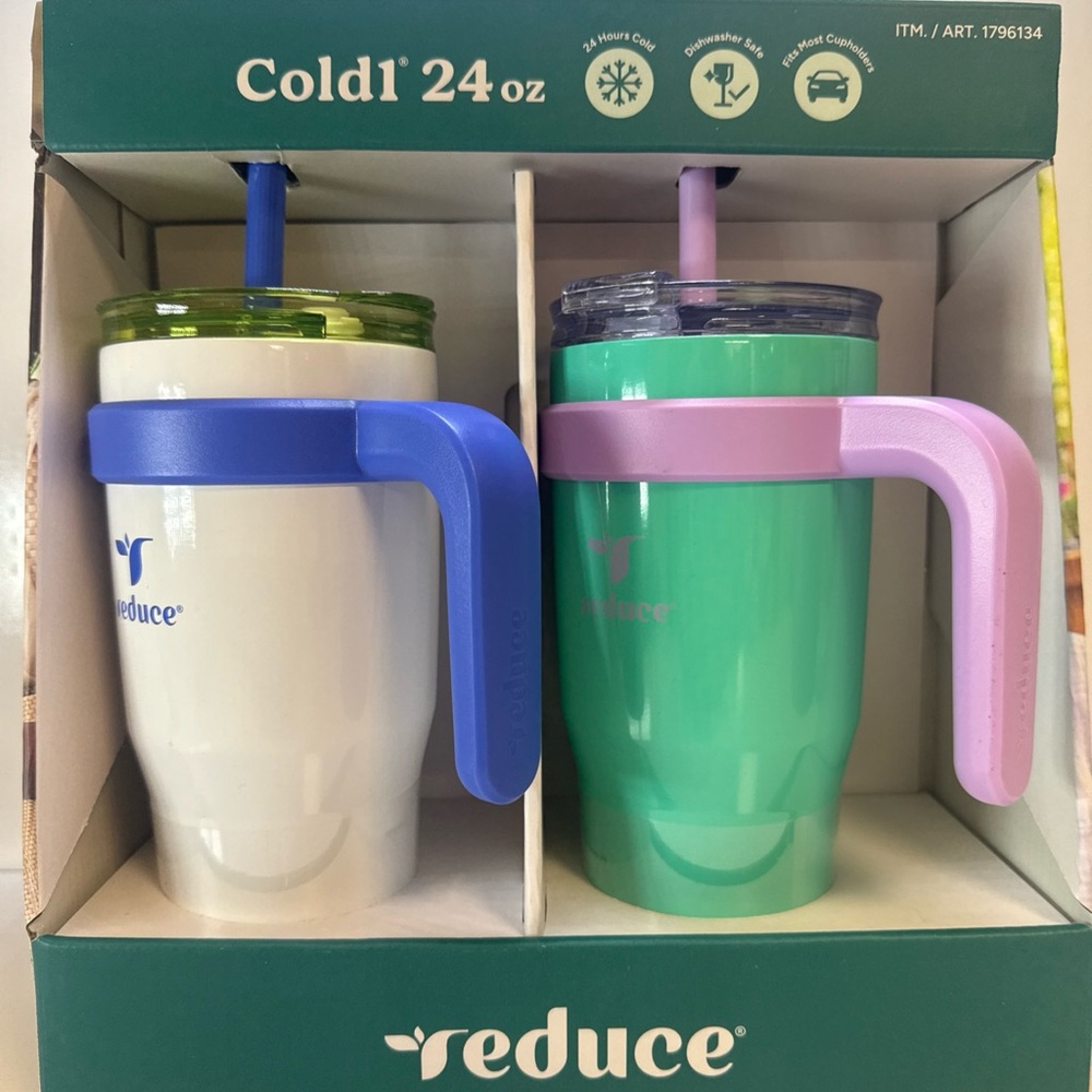 Reduce Insulated Mugs Set - White and Green